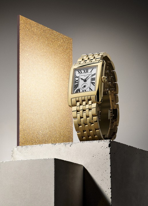 Frederique Constant Classics Carree Small Seconds horloge FC-235S2C5B - voorkant 2 goud
