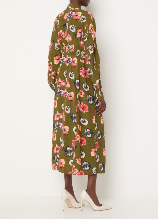 French Connection Abbie Lizzy midi blousejurk met bloemenprint - achterkant 2 mosgroen