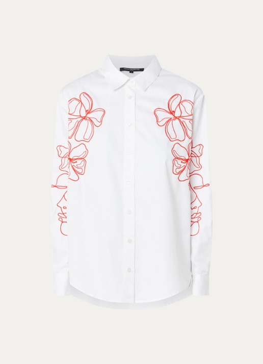 French Connection Alexis blouse met bloemborduring - voorkant 2 wit