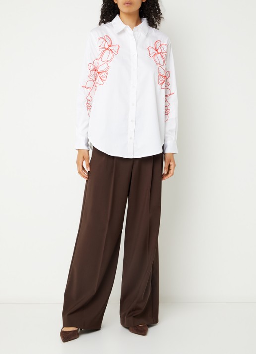 French Connection Alexis blouse met bloemborduring - voorkant 3 wit