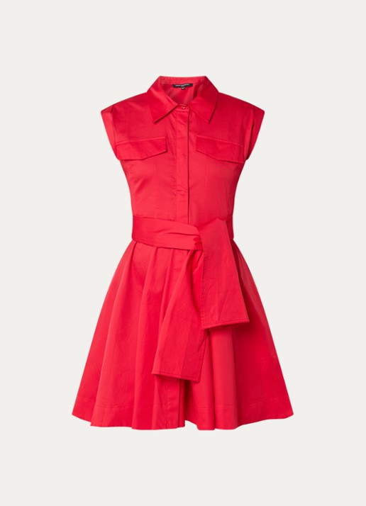 French Connection Alexis mini blousejurk met strikceintuur - voorkant 3 rood