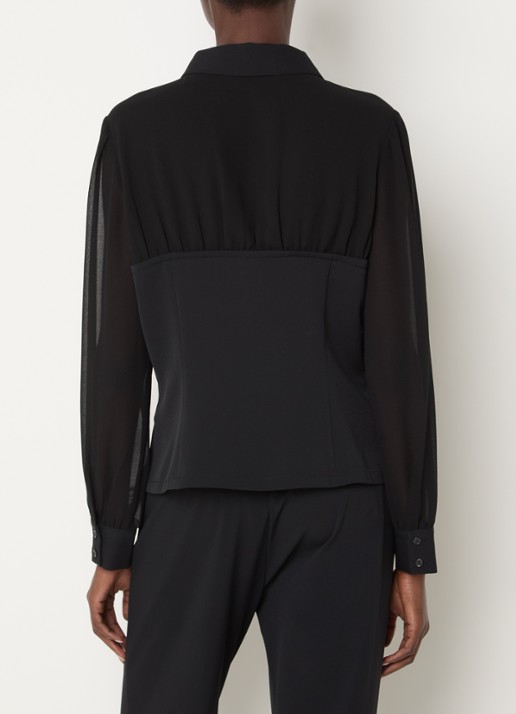 French Connection Arezzo semi-transparante blouse - achterkant 2 zwart