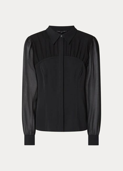 French Connection Arezzo semi-transparante blouse - voorkant 3 zwart