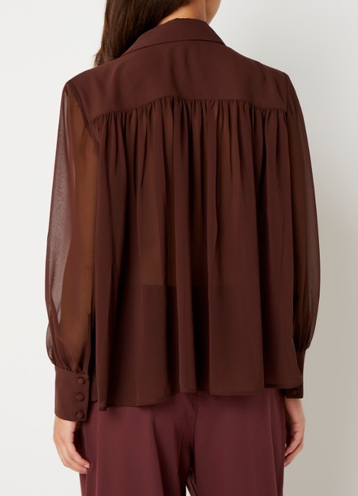 French Connection Arezzo semi-transparante blouse - achterkant 4 bruin