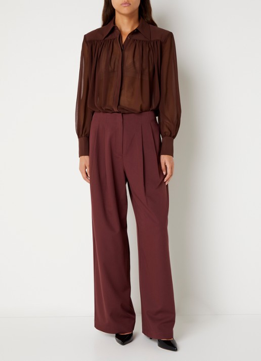 French Connection Arezzo semi-transparante blouse - voorkant 2 bruin