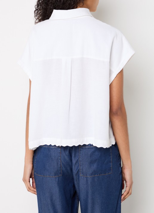 French Connection Ariette blouse van linnen - achterkant 3 wit