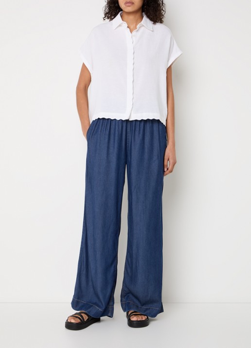French Connection Ariette blouse van linnen - voorkant 2 wit