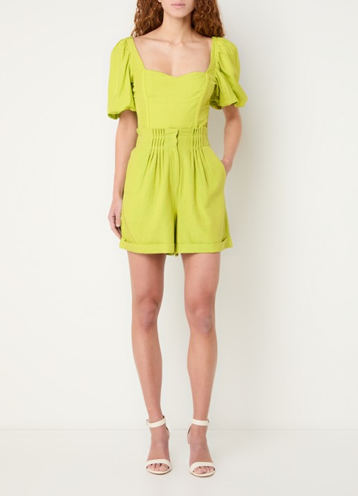 French Connection Ariette high waist straight fit korte broek - voorkant 2 lime