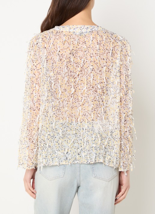 French Connection Bonny semi-transparante blouse met bloemenprint - achterkant geel
