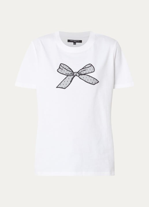 French Connection Bow T-shirt met print - voorkant 3 wit