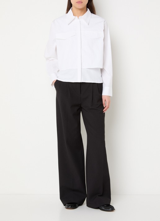 French Connection Cambria blouse met borstzakken - voorkant 4 wit