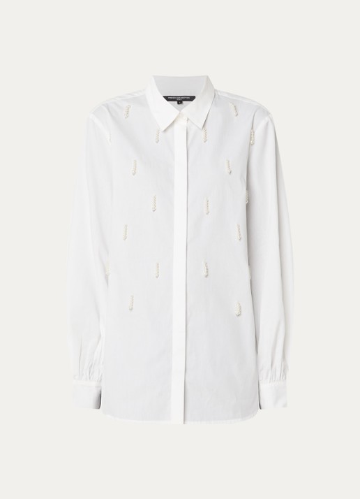 French Connection Cambria blouse met imitatieparels - voorkant 2 wit