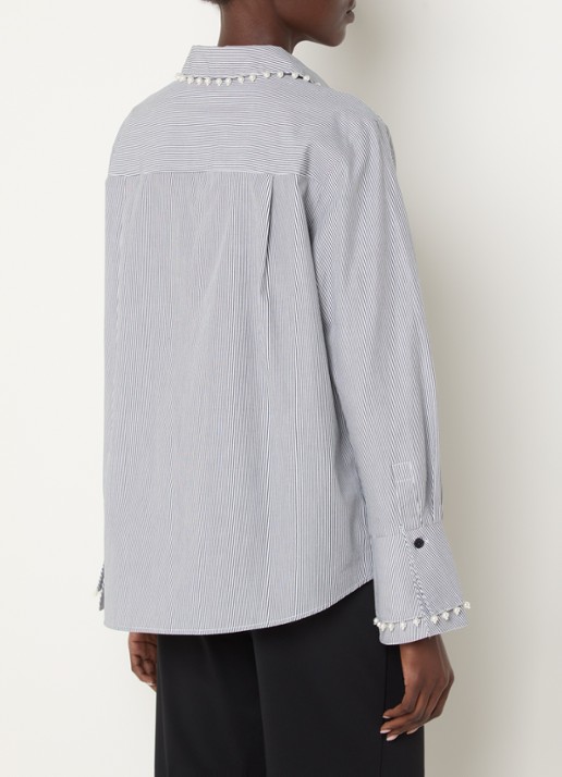 French Connection Cambria blouse met streepprint - achterkant 2 donkerblauw