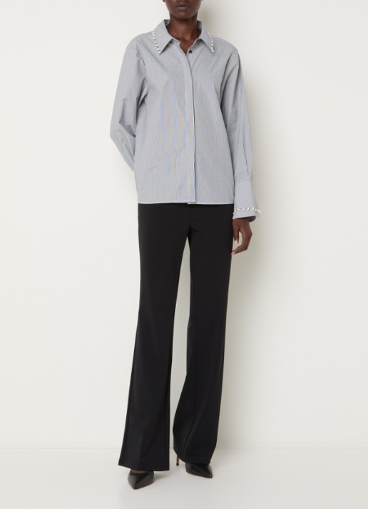 French Connection Cambria blouse met streepprint - voorkant 4 donkerblauw