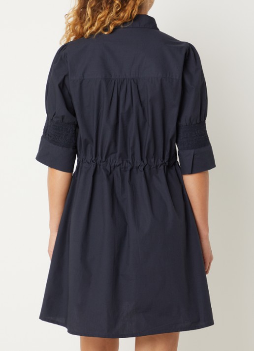 French Connection Cambria mini blousejurk met strikceintuur - achterkant 3 donkerblauw