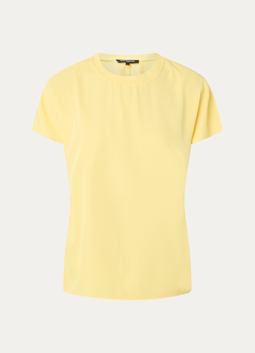 French Connection Capriana top met ronde hals - voorkant 2 lichtgeel
