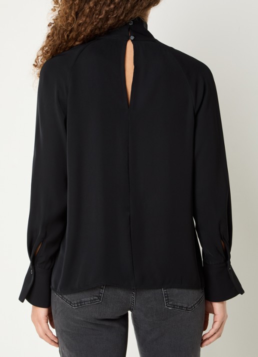 French Connection Carmen tuniek met sjaalkraag en cut-out detail - achterkant 4 zwart