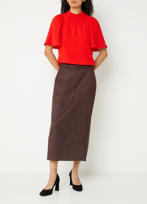 French Connection Codie top met pofmouw - voorkant 3 rood