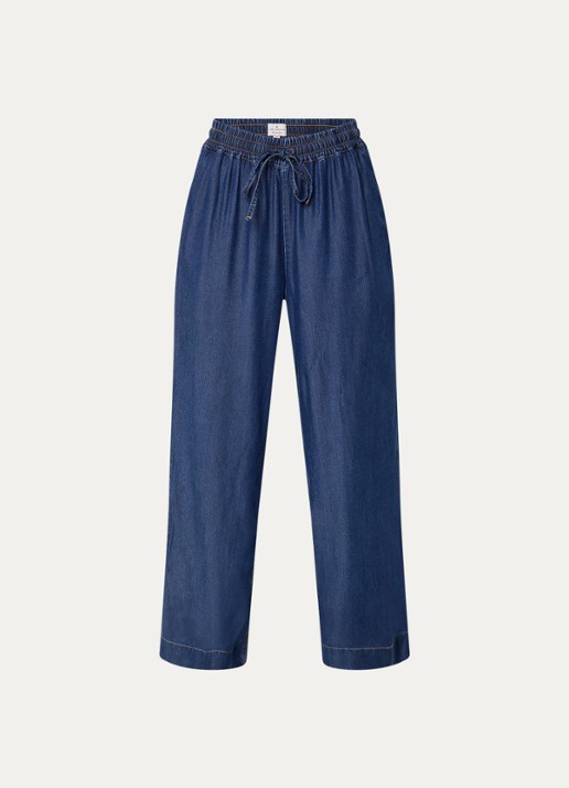 French Connection Collorado high waist loose fit broek van chambray - voorkant indigo