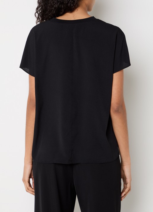 French Connection Crepe T-shirt met ronde hals - achterkant zwart