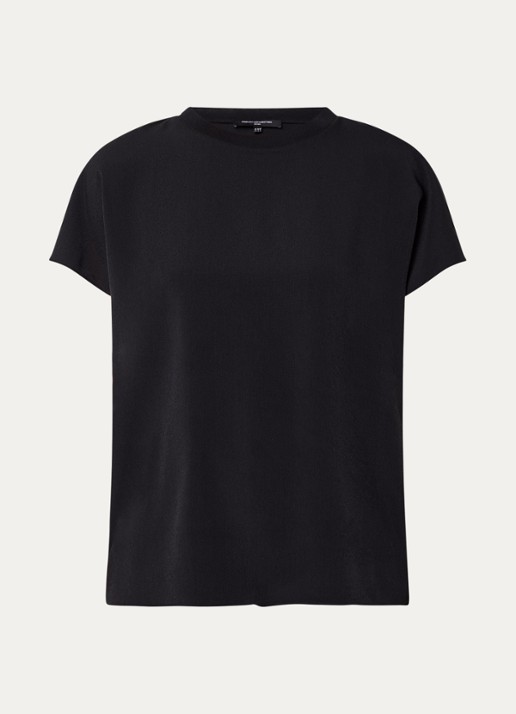 French Connection Crepe T-shirt met ronde hals - voorkant 3 zwart