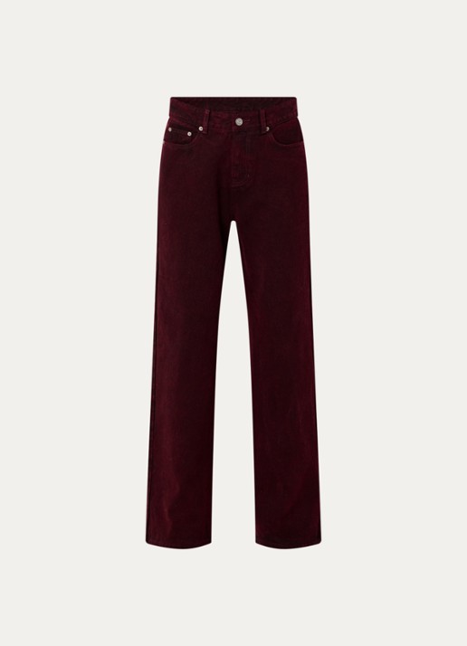 French Connection Dallas high waist straight leg jeans met gekleurde wassing - voorkant 2 bordeauxrood