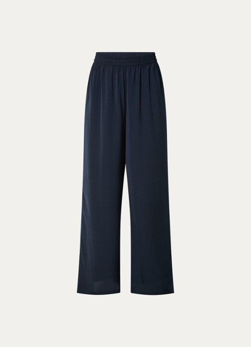 French Connection Damasco high waist wide fit pantalon - voorkant 2 donkerblauw