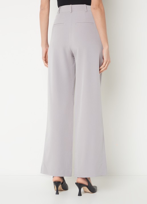French Connection Echo high waist wide fit pantalon met steekzakken - achterkant 6 lichtgrijs