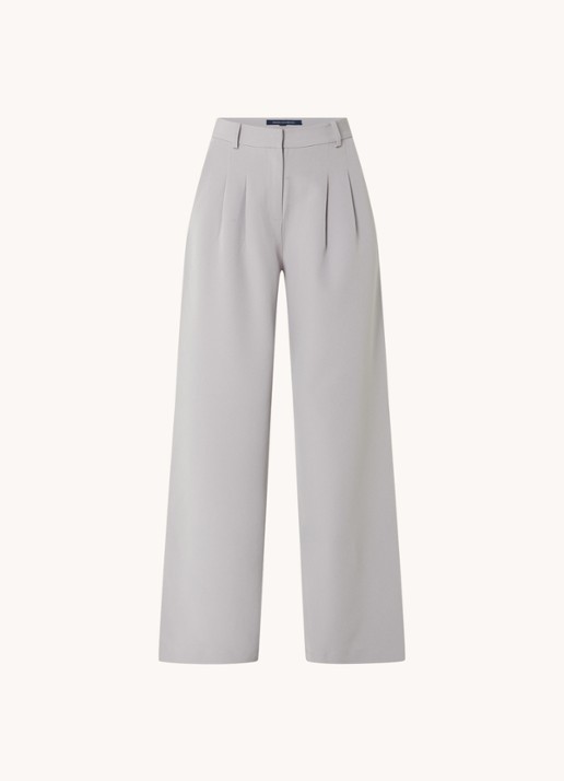 French Connection Echo high waist wide fit pantalon met steekzakken - voorkant 3 lichtgrijs