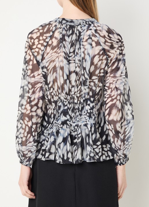 French Connection Emina semi-transparante top met print - achterkant 2 grijs