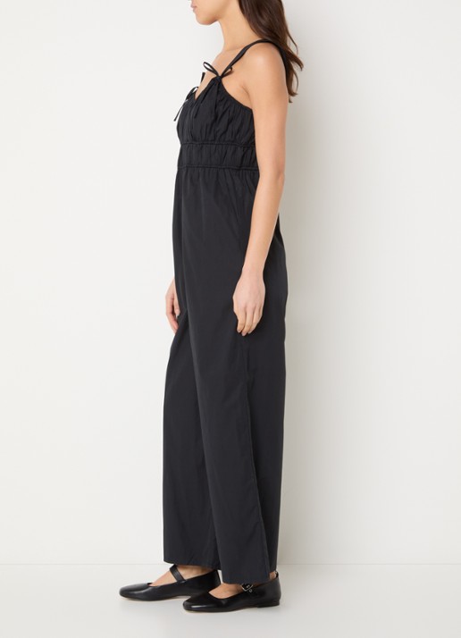 French Connection Era straight fit jumpsuit met steekzakken - voorkant 3 zwart