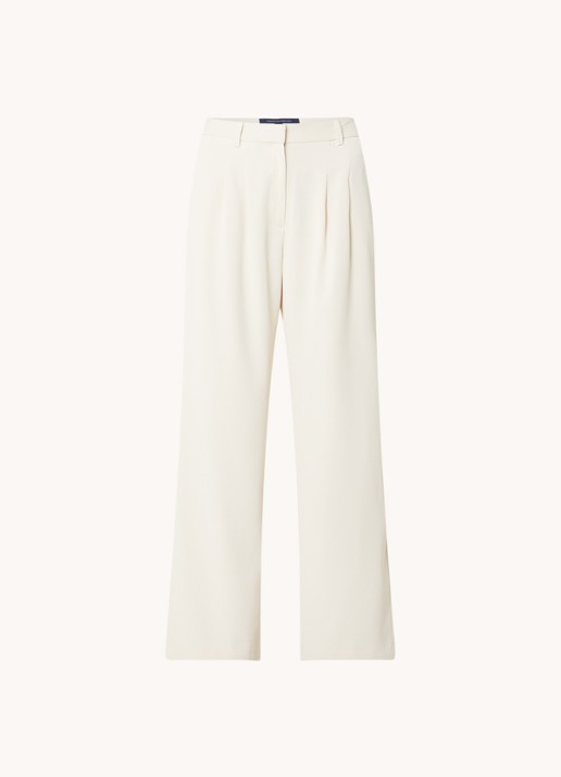 French Connection Harrie high waist wide fit pantalon met plooidetail - voorkant 2 creme