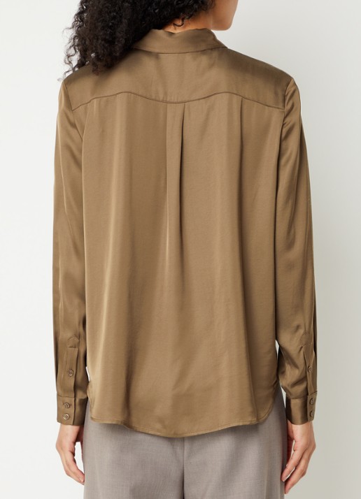 French Connection Hope blouse van satijn - achterkant 4 lichtbruin