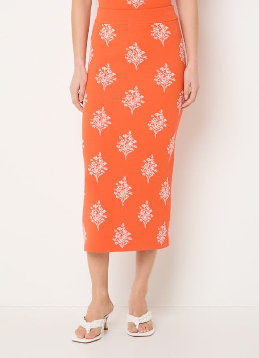 French Connection Imelda fijngebreide midi kokerrok met print