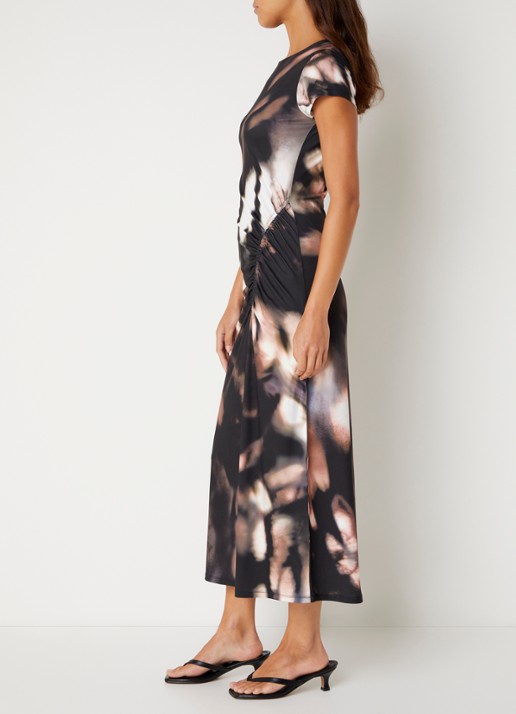 French Connection Josephine Maxine midi jurk met print - voorkant 2 zwart
