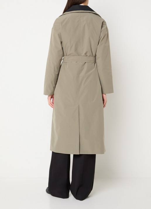 French Connection Kaci trenchcoat met strikceintuur - achterkant olijfgroen
