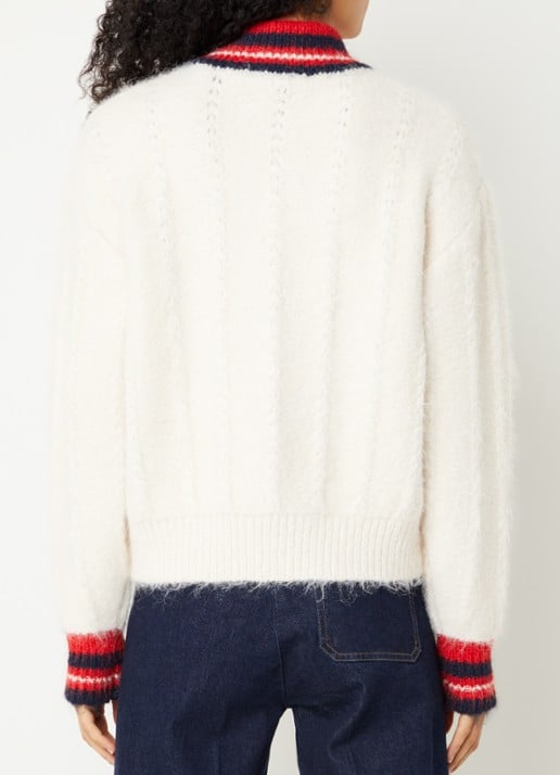 French Connection Kenley grofgebreid vest met opstaande kraag - achterkant 4 creme
