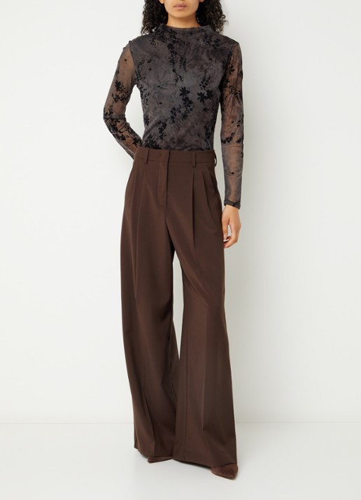 French Connection Kenny semi-transparante top van mesh - voorkant 4 zwart