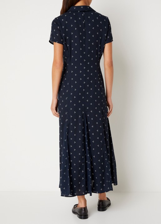 French Connection Laney midi blousejurk met stippenprint - achterkant 4 donkerblauw