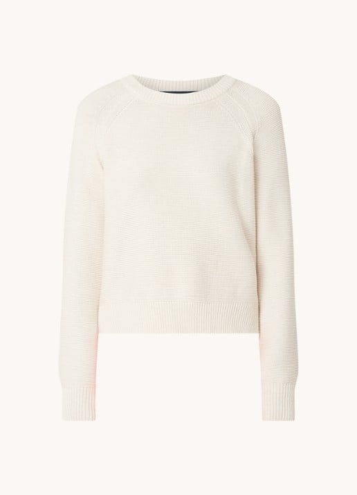 French Connection Lilly grofgebreide trui met stretch  - voorkant beige