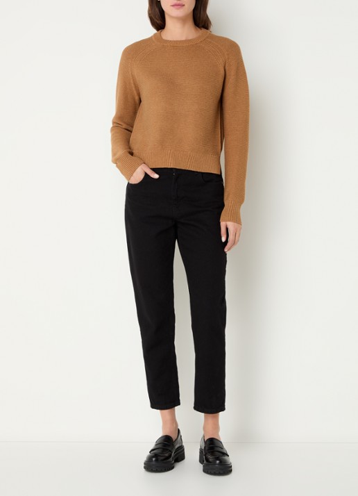 French Connection Lilly grofgebreide trui met stretch  - voorkant 2 camel