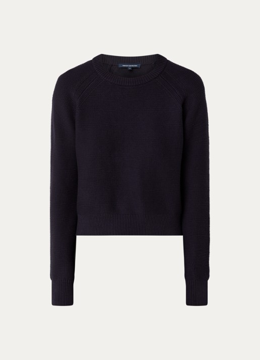 French Connection Lilly grofgebreide trui met stretch  - voorkant 2 donkerblauw