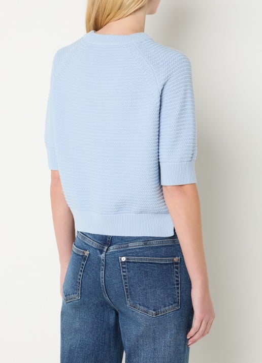 French Connection Lilly Mozart grofgebreide top met structuur - achterkant 3 lichtblauw