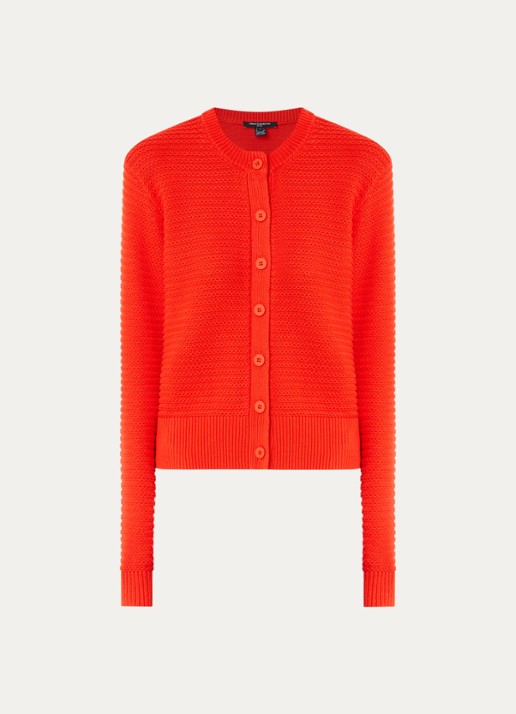 French Connection Lily Mozart grofgebreid vest met structuur - voorkant 2 rood
