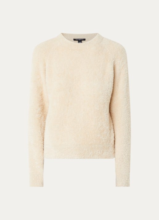 French Connection Logen grofgebreide trui met lurex - voorkant 3 creme