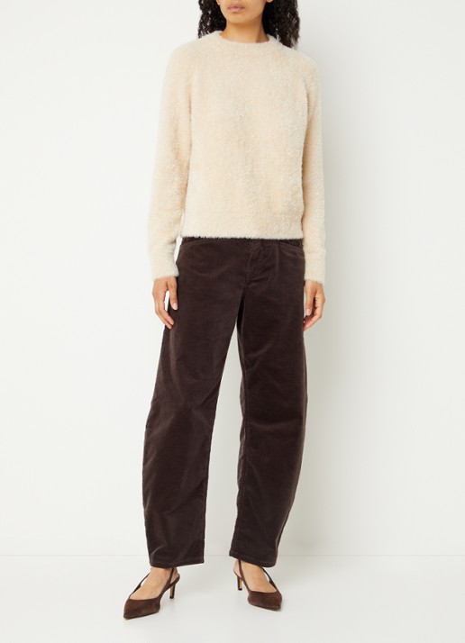 French Connection Logen grofgebreide trui met lurex - voorkant 4 creme