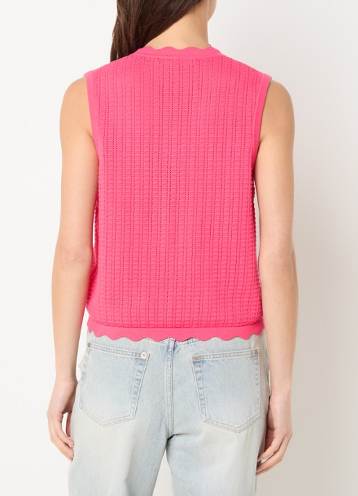 French Connection Lois Mozart fijngebreid gilet met gestrikt detail - achterkant 3 donkerroze