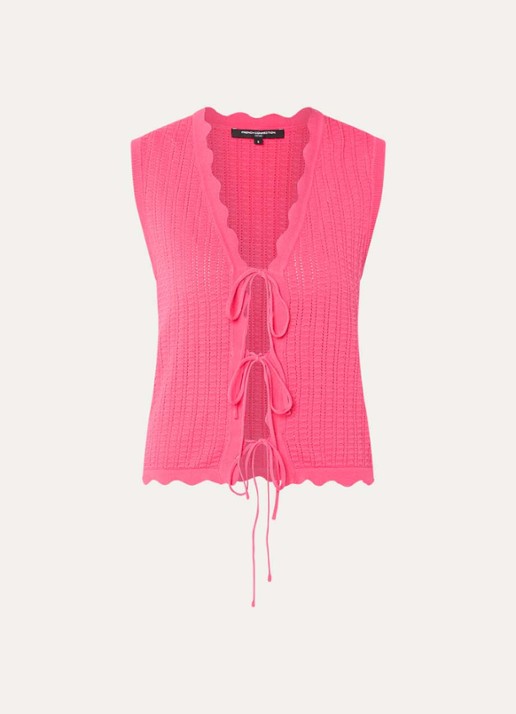 French Connection Lois Mozart fijngebreid gilet met gestrikt detail - voorkant donkerroze