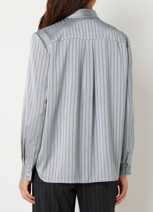 French Connection Maggie blouse van satijn met streepprint - achterkant 3 grijs