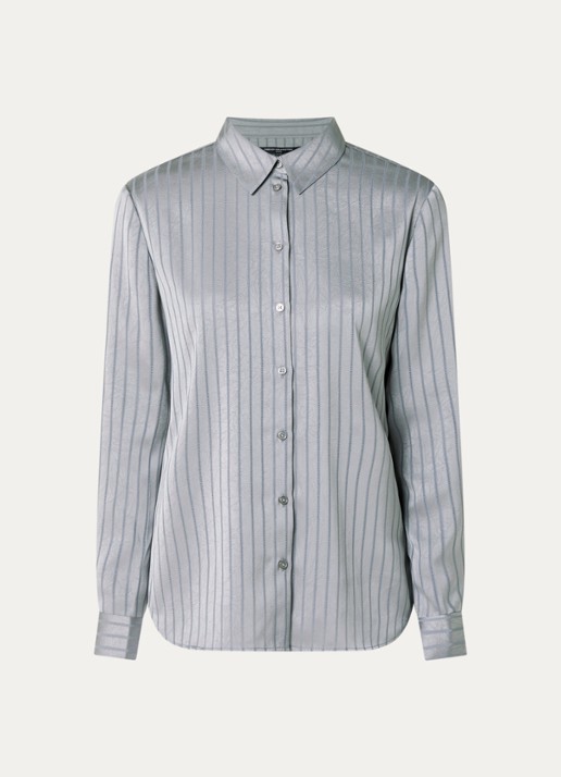French Connection Maggie blouse van satijn met streepprint - voorkant grijs